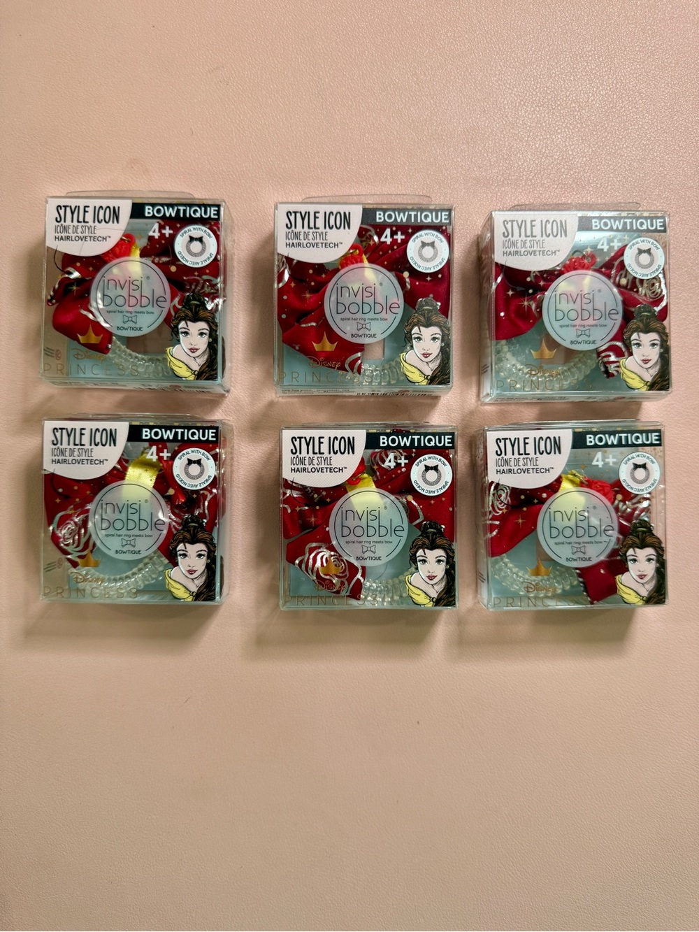✨ NIB Invisibobble Bowtique Disney Princess Belle Hair Ties Lot of 6✨